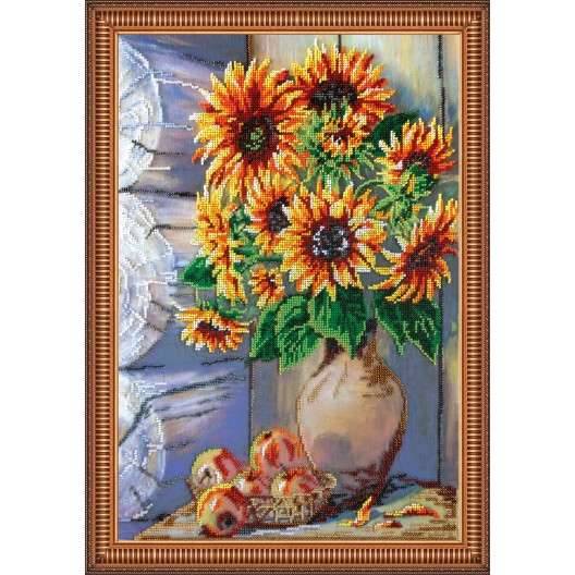 Main Bead Embroidery Kit Summer bouquet (Still life), AB-228 by Abris Art - buy online! ✿ Fast delivery ✿ Factory price ✿ Wholesale and retail ✿ Purchase Great kits for embroidery with beads