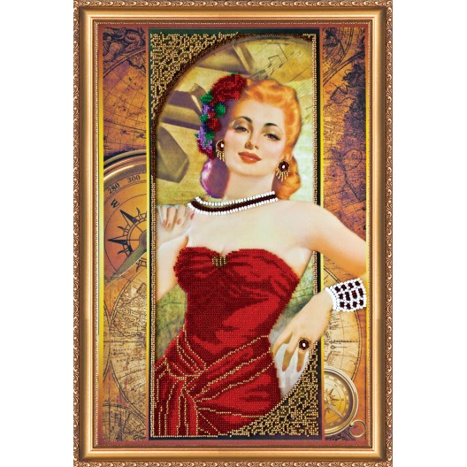 Main Bead Embroidery Kit Dolly (Retro), AB-234 by Abris Art - buy online! ✿ Fast delivery ✿ Factory price ✿ Wholesale and retail ✿ Purchase Great kits for embroidery with beads