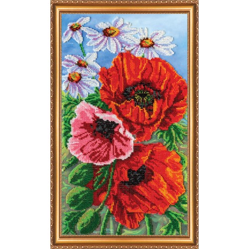 Main Bead Embroidery Kit Wild poppies – 1 (Flowers), AB-269 by Abris Art - buy online! ✿ Fast delivery ✿ Factory price ✿ Wholesale and retail ✿ Purchase Great kits for embroidery with beads