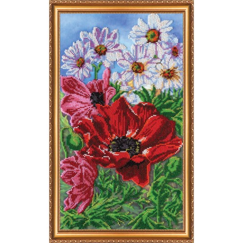 Main Bead Embroidery Kit Wild poppies – 2 (Flowers), AB-270 by Abris Art - buy online! ✿ Fast delivery ✿ Factory price ✿ Wholesale and retail ✿ Purchase Great kits for embroidery with beads