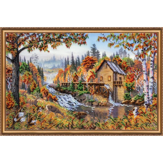 Main Bead Embroidery Kit Water-mill (Landscapes), AB-280 by Abris Art - buy online! ✿ Fast delivery ✿ Factory price ✿ Wholesale and retail ✿ Purchase Great kits for embroidery with beads