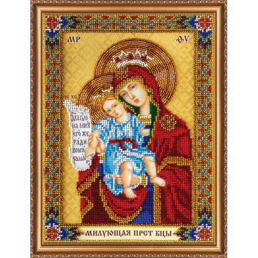 Main Bead Embroidery Kit Icon of the Mother of God «Merciful» (Icons), AB-290 by Abris Art - buy online! ✿ Fast delivery ✿ Factory price ✿ Wholesale and retail ✿ Purchase Great kits for embroidery with beads