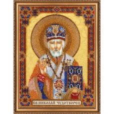Набір для вишивання бісером на натуральному художньому холсті "Домашній іконостас "Святий Миколай Чудотворець"