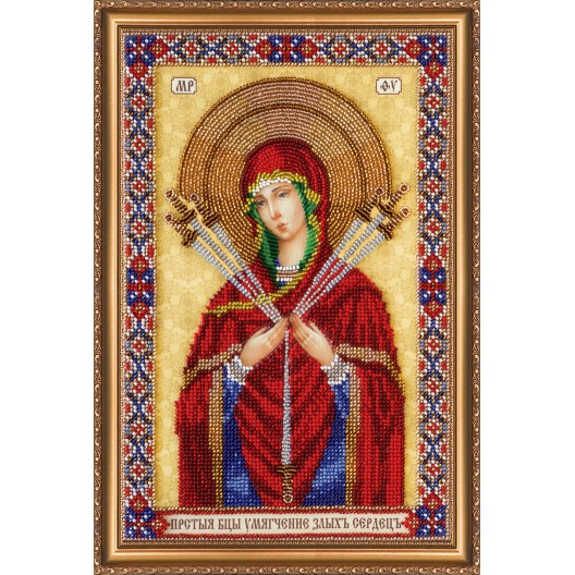 Main Bead Embroidery Kit Icon of the Mother of «Seven Arrows» (Icons), AB-296 by Abris Art - buy online! ✿ Fast delivery ✿ Factory price ✿ Wholesale and retail ✿ Purchase Great kits for embroidery with beads