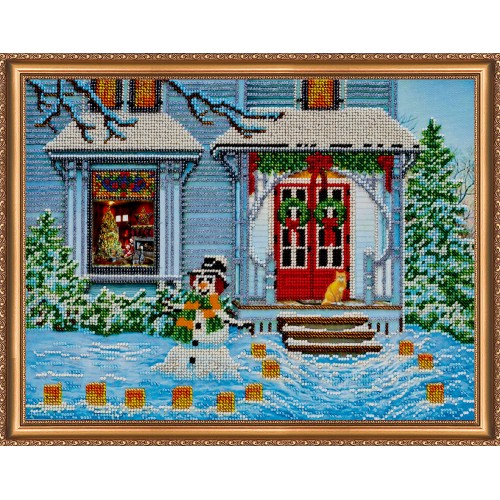 Main Bead Embroidery Kit Christmas story (Winter tale), AB-308 by Abris Art - buy online! ✿ Fast delivery ✿ Factory price ✿ Wholesale and retail ✿ Purchase Great kits for embroidery with beads