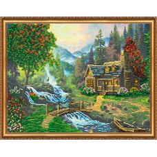 Набір для вишивання бісером на натуральному художньому холсті "Гірська річечка"