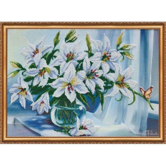 Main Bead Embroidery Kit Madonna lilies (Flowers), AB-335 by Abris Art - buy online! ✿ Fast delivery ✿ Factory price ✿ Wholesale and retail ✿ Purchase Great kits for embroidery with beads