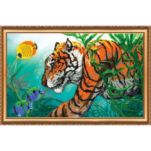 Main Bead Embroidery Kit Underwater hunting (Animals), AB-343 by Abris Art - buy online! ✿ Fast delivery ✿ Factory price ✿ Wholesale and retail ✿ Purchase Great kits for embroidery with beads