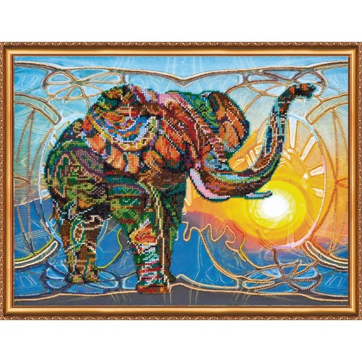 Main Bead Embroidery Kit Mosaic elephant (Deco Scenes), AB-368 by Abris Art - buy online! ✿ Fast delivery ✿ Factory price ✿ Wholesale and retail ✿ Purchase Great kits for embroidery with beads