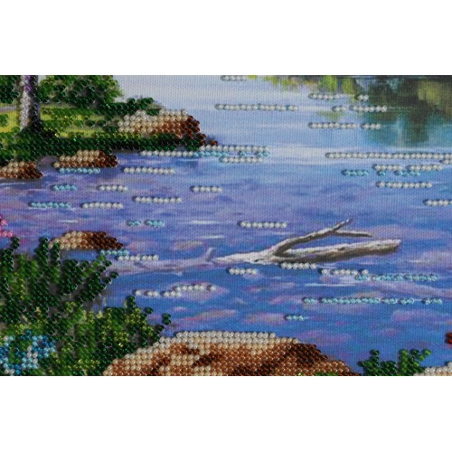 Main bead embroidery kits Mountain morning (Landscapes), AB-387 by Abris Art - buy online! ✿ Fast delivery ✿ Factory price ✿ Wholesale and retail ✿ Purchase Great kits for embroidery with beads