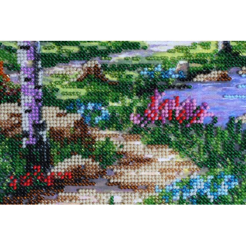 Main bead embroidery kits Mountain morning (Landscapes), AB-387 by Abris Art - buy online! ✿ Fast delivery ✿ Factory price ✿ Wholesale and retail ✿ Purchase Great kits for embroidery with beads