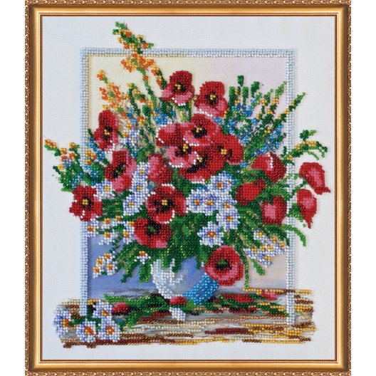 Main Bead Embroidery Kit Summer aroma-3 (Flowers), AB-392 by Abris Art - buy online! ✿ Fast delivery ✿ Factory price ✿ Wholesale and retail ✿ Purchase Great kits for embroidery with beads