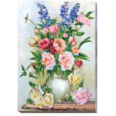 Набір для вишивання бісером на натуральному художньому холсті "Букет у вершкових тонах"