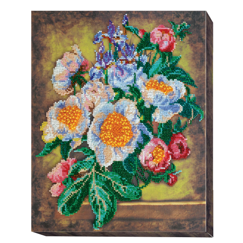 Fancy peonies, AB-427 by Abris Art - buy online! ✿ Fast delivery ✿ Factory price ✿ Wholesale and retail ✿ Purchase Great kits for embroidery with beads