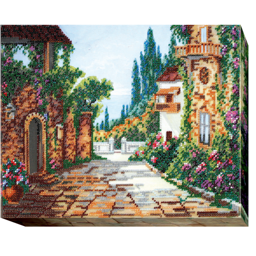 Main Bead Embroidery Kit Seaside street (Landscapes), AB-436 by Abris Art - buy online! ✿ Fast delivery ✿ Factory price ✿ Wholesale and retail ✿ Purchase Great kits for embroidery with beads