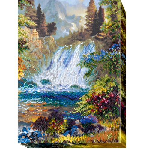 Main Bead Embroidery Kit Waterfall (Landscapes), AB-437 by Abris Art - buy online! ✿ Fast delivery ✿ Factory price ✿ Wholesale and retail ✿ Purchase Great kits for embroidery with beads