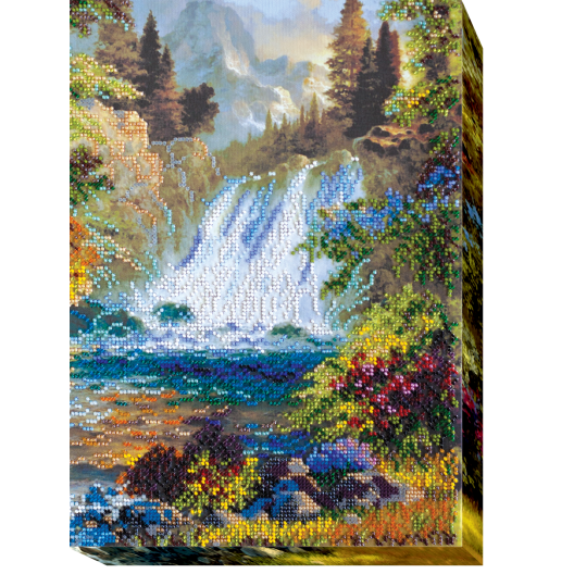 Main Bead Embroidery Kit Waterfall (Landscapes), AB-437 by Abris Art - buy online! ✿ Fast delivery ✿ Factory price ✿ Wholesale and retail ✿ Purchase Great kits for embroidery with beads