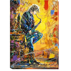 Набір для вишивання бісером на натуральному художньому холсті "Саксофоніст"