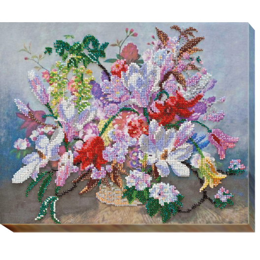 Main Bead Embroidery Kit Purple twilight (Flowers), AB-474 by Abris Art - buy online! ✿ Fast delivery ✿ Factory price ✿ Wholesale and retail ✿ Purchase Great kits for embroidery with beads