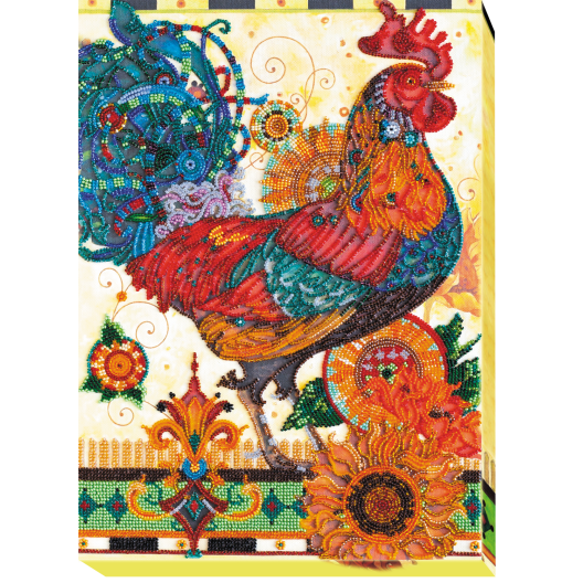 Main Bead Embroidery Kit Сock-a-doodle-do! (Animals), AB-479 by Abris Art - buy online! ✿ Fast delivery ✿ Factory price ✿ Wholesale and retail ✿ Purchase Great kits for embroidery with beads