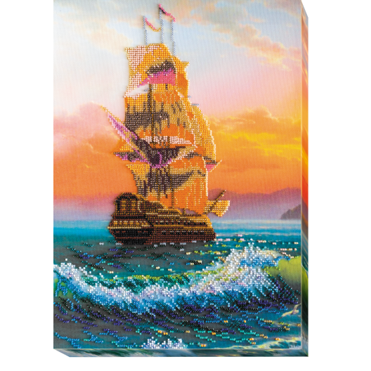 Main Bead Embroidery Kit On the waves (Landscapes), AB-484 by Abris Art - buy online! ✿ Fast delivery ✿ Factory price ✿ Wholesale and retail ✿ Purchase Great kits for embroidery with beads