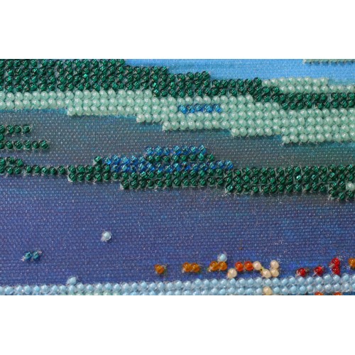 Main Bead Embroidery Kit Fire in sky blue - 1 (Landscapes), AB-485 by Abris Art - buy online! ✿ Fast delivery ✿ Factory price ✿ Wholesale and retail ✿ Purchase Great kits for embroidery with beads