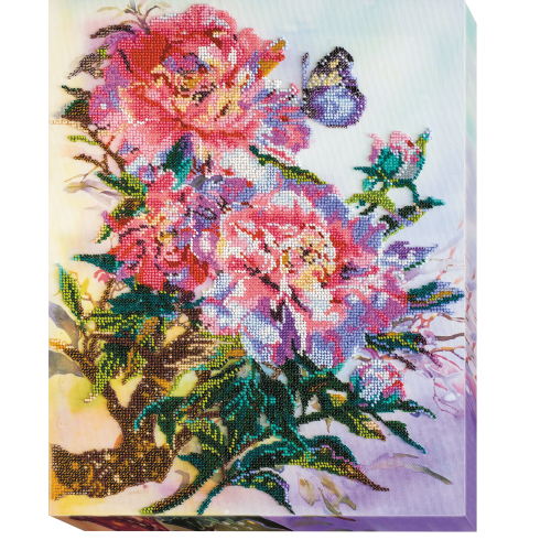 Main Bead Embroidery Kit China peonies (Flowers), AB-489 by Abris Art - buy online! ✿ Fast delivery ✿ Factory price ✿ Wholesale and retail ✿ Purchase Great kits for embroidery with beads