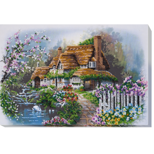 Набір для вишивання бісером на натуральному художньому холсті Будиночок на озері, AB-495 від Абрис Арт - купити з доставкою ✿ Найкраща ціна від виробника ✿ Оптом та в роздріб ✿ Придбати Великі набори для вишивки бісером