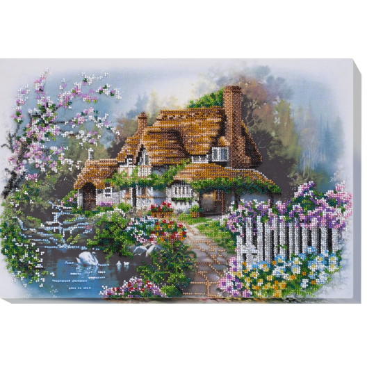 Набір для вишивання бісером на натуральному художньому холсті Будиночок на озері, AB-495 від Абрис Арт - купити з доставкою ✿ Найкраща ціна від виробника ✿ Оптом та в роздріб ✿ Придбати Великі набори для вишивки бісером