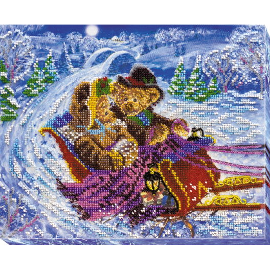Main Bead Embroidery Kit Rush sled (Kids), AB-524 by Abris Art - buy online! ✿ Fast delivery ✿ Factory price ✿ Wholesale and retail ✿ Purchase Great kits for embroidery with beads