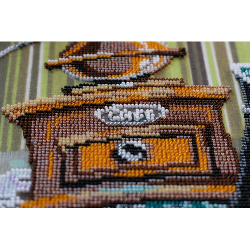 Main Bead Embroidery Kit Coffee with lemon (Still life), AB-531 by Abris Art - buy online! ✿ Fast delivery ✿ Factory price ✿ Wholesale and retail ✿ Purchase Great kits for embroidery with beads