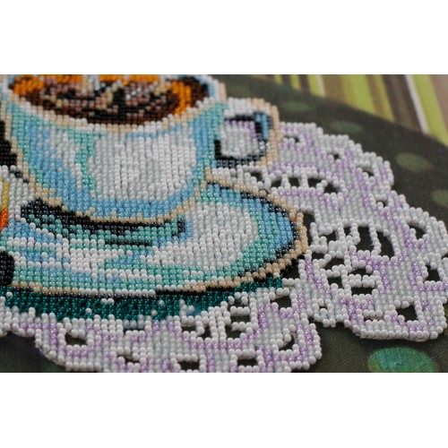 Main Bead Embroidery Kit Coffee with lemon (Still life), AB-531 by Abris Art - buy online! ✿ Fast delivery ✿ Factory price ✿ Wholesale and retail ✿ Purchase Great kits for embroidery with beads