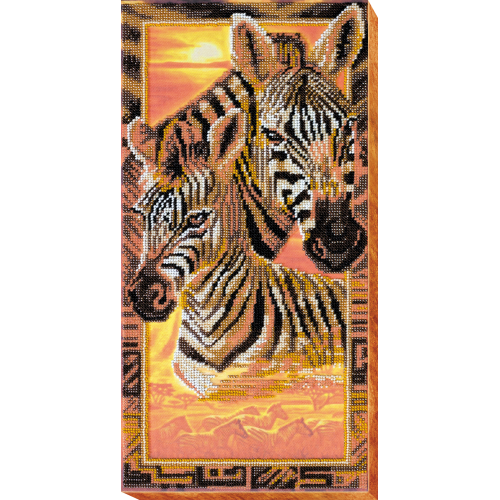 Main Bead Embroidery Kit Zebras (Animals), AB-539 by Abris Art - buy online! ✿ Fast delivery ✿ Factory price ✿ Wholesale and retail ✿ Purchase Great kits for embroidery with beads