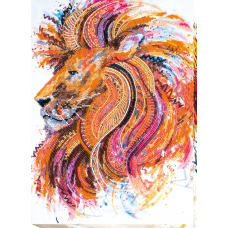 Набір для вишивання бісером на натуральному художньому холсті "Вогнегривий лев"