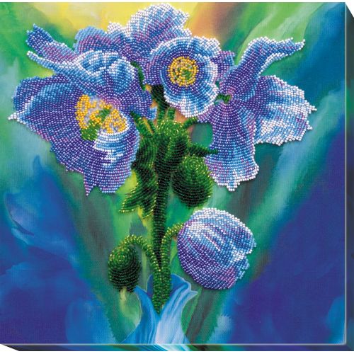 Набір для вишивання бісером на натуральному художньому холсті Блакитні маки, AB-566 від Абрис Арт - купити з доставкою ✿ Найкраща ціна від виробника ✿ Оптом та в роздріб ✿ Придбати Великі набори для вишивки бісером