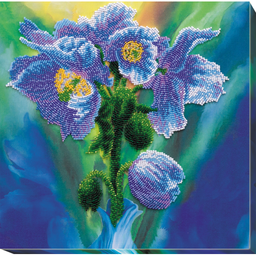 Набір для вишивання бісером на натуральному художньому холсті Блакитні маки, AB-566 від Абрис Арт - купити з доставкою ✿ Найкраща ціна від виробника ✿ Оптом та в роздріб ✿ Придбати Великі набори для вишивки бісером