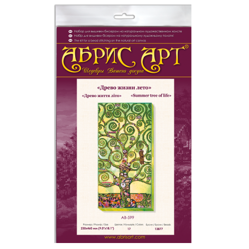 Main Bead Embroidery Kit Summer tree of life (Landscapes), AB-599 by Abris Art - buy online! ✿ Fast delivery ✿ Factory price ✿ Wholesale and retail ✿ Purchase Great kits for embroidery with beads