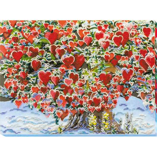 Main Bead Embroidery Kit Tree of love (Romanticism), AB-607 by Abris Art - buy online! ✿ Fast delivery ✿ Factory price ✿ Wholesale and retail ✿ Purchase Great kits for embroidery with beads