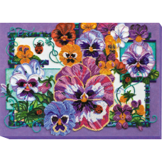 Набір для вишивання бісером на натуральному художньому холсті "Фіалки триколірні"