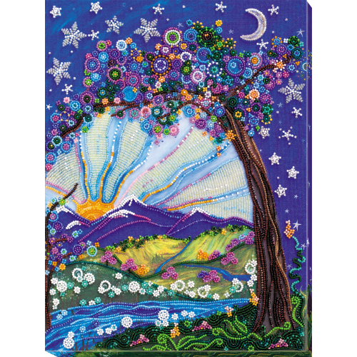 Main Bead Embroidery Kit Day and night meeting (Fantasy), AB-612 by Abris Art - buy online! ✿ Fast delivery ✿ Factory price ✿ Wholesale and retail ✿ Purchase Great kits for embroidery with beads