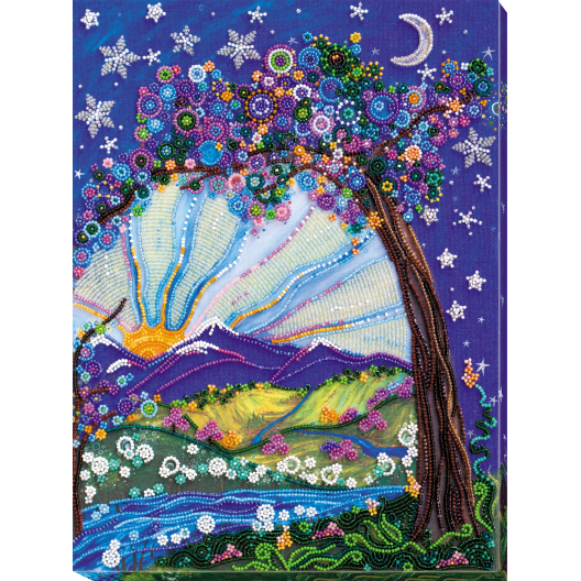 Main Bead Embroidery Kit Day and night meeting (Fantasy), AB-612 by Abris Art - buy online! ✿ Fast delivery ✿ Factory price ✿ Wholesale and retail ✿ Purchase Great kits for embroidery with beads