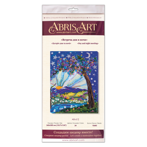 Main Bead Embroidery Kit Day and night meeting (Fantasy), AB-612 by Abris Art - buy online! ✿ Fast delivery ✿ Factory price ✿ Wholesale and retail ✿ Purchase Great kits for embroidery with beads