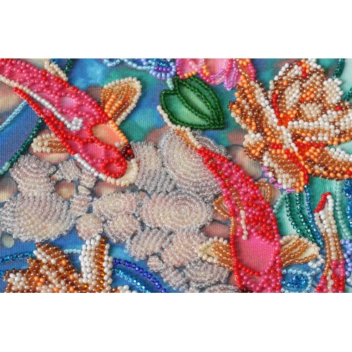 Main Bead Embroidery Kit Koi carps (Japan), AB-616 by Abris Art - buy online! ✿ Fast delivery ✿ Factory price ✿ Wholesale and retail ✿ Purchase Great kits for embroidery with beads