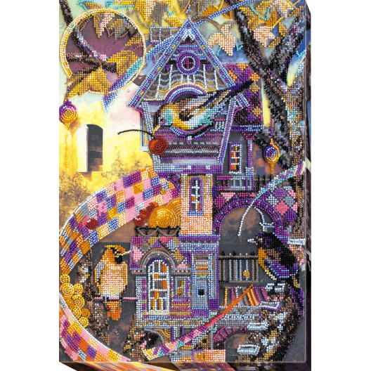 Main Bead Embroidery Kit Birds town (Deco Scenes), AB-622 by Abris Art - buy online! ✿ Fast delivery ✿ Factory price ✿ Wholesale and retail ✿ Purchase Great kits for embroidery with beads