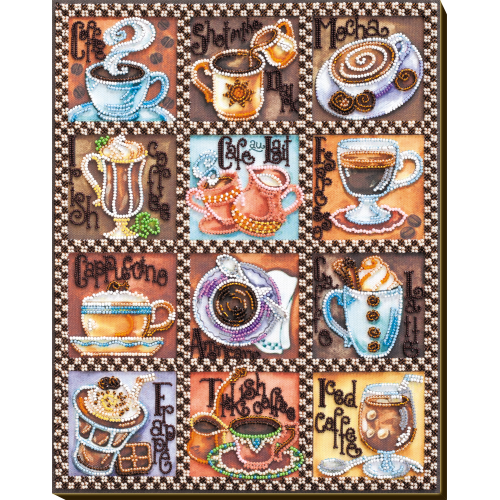 Main Bead Embroidery Kit Coffee map (Household stories), AB-638 by Abris Art - buy online! ✿ Fast delivery ✿ Factory price ✿ Wholesale and retail ✿ Purchase Great kits for embroidery with beads