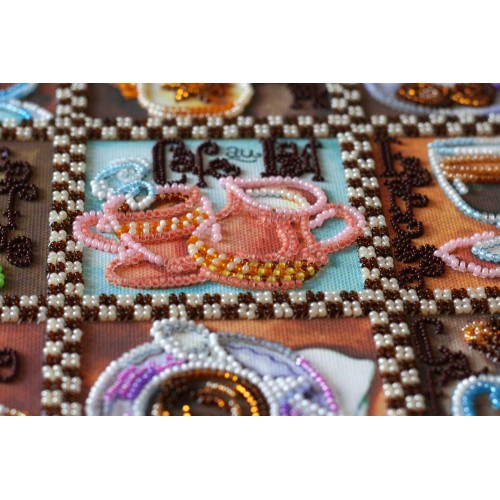 Main Bead Embroidery Kit Coffee map (Household stories), AB-638 by Abris Art - buy online! ✿ Fast delivery ✿ Factory price ✿ Wholesale and retail ✿ Purchase Great kits for embroidery with beads
