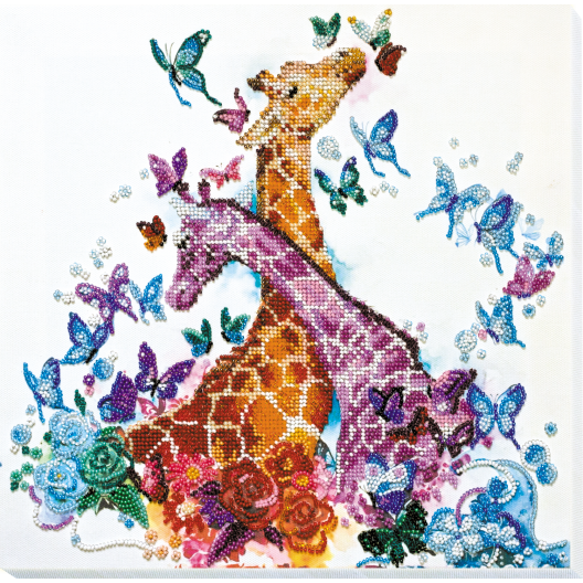 Main Bead Embroidery Kit Spotty giraffes (Animals), AB-641 by Abris Art - buy online! ✿ Fast delivery ✿ Factory price ✿ Wholesale and retail ✿ Purchase Great kits for embroidery with beads