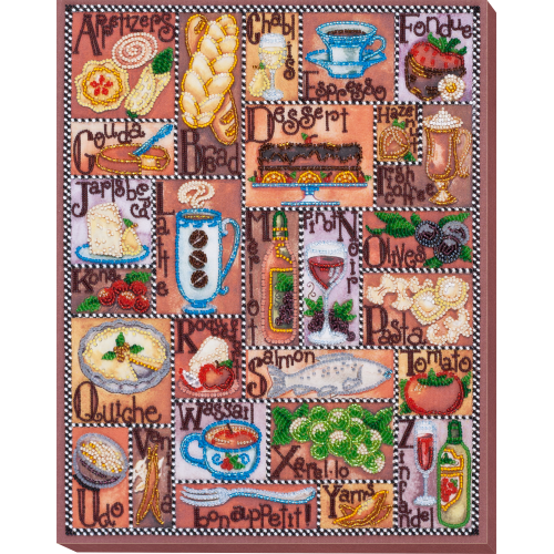 Main Bead Embroidery Kit Gourmet alphabet (Household stories), AB-654 by Abris Art - buy online! ✿ Fast delivery ✿ Factory price ✿ Wholesale and retail ✿ Purchase Great kits for embroidery with beads