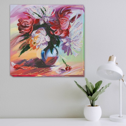 Main Bead Embroidery Kit Picturesque peonies (Flowers), AB-660 by Abris Art - buy online! ✿ Fast delivery ✿ Factory price ✿ Wholesale and retail ✿ Purchase Great kits for embroidery with beads