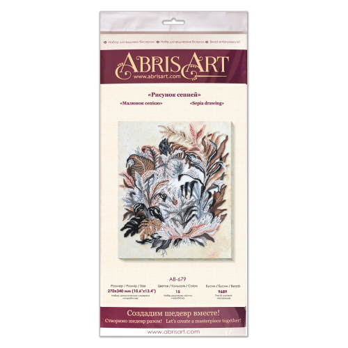 Main Bead Embroidery Kit Sepia drawing (Flowers), AB-679 by Abris Art - buy online! ✿ Fast delivery ✿ Factory price ✿ Wholesale and retail ✿ Purchase Great kits for embroidery with beads